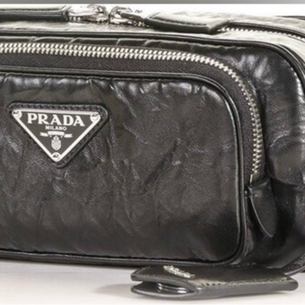PRADA Nappa Antique Multi-Pocket Shoulder Bag Black